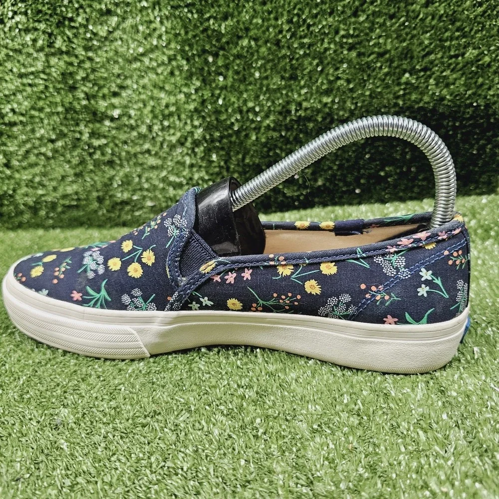 Keds x Rifle Paper Co Navy Floral Canvas Slip On Casual Sneakers Womens Size 8